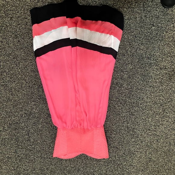 Parker sheer coral Quilted color block Strapless dress - Picture 4 of 6